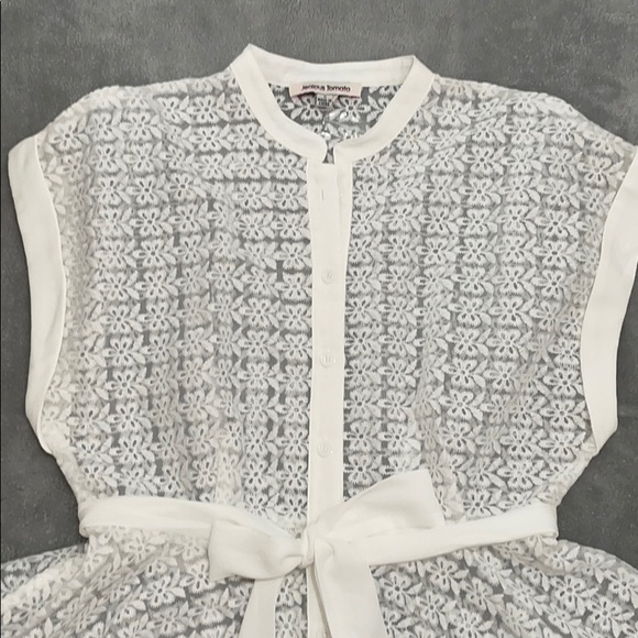 NWOT Asymmetric Sheer White Blouse - Picture 3 of 6